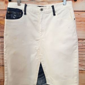 Upcycled Handmade Gloria Vanderbilt white AND blue Denim Skirt!